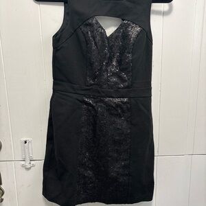 BCBGeneration Black Backless Dress with Sequin Detail